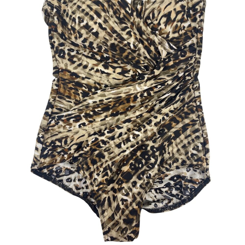 Miraclesuit Womens 12 Oceanus Leopard One-Piece Swimsuit Underwire Tummy Control - Picture 2 of 8